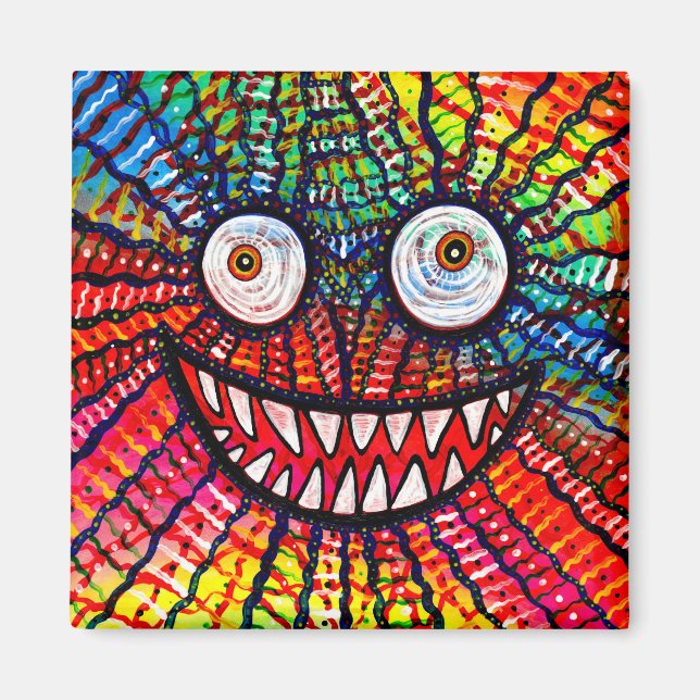 Imán Una sonrisa monstruosa colorida ante los ojos loco (Frente)