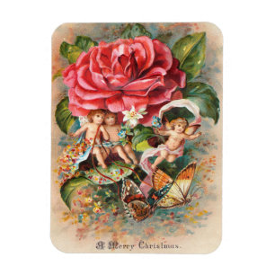 Imán Una tarjeta postal vintage de Navidad de la era vi