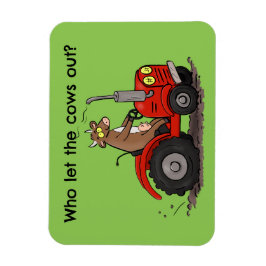 Imán Una vaca feliz y linda conduciendo a un personaliz