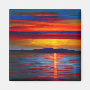 Imán Una versión abstracta de la puesta de sol del océa