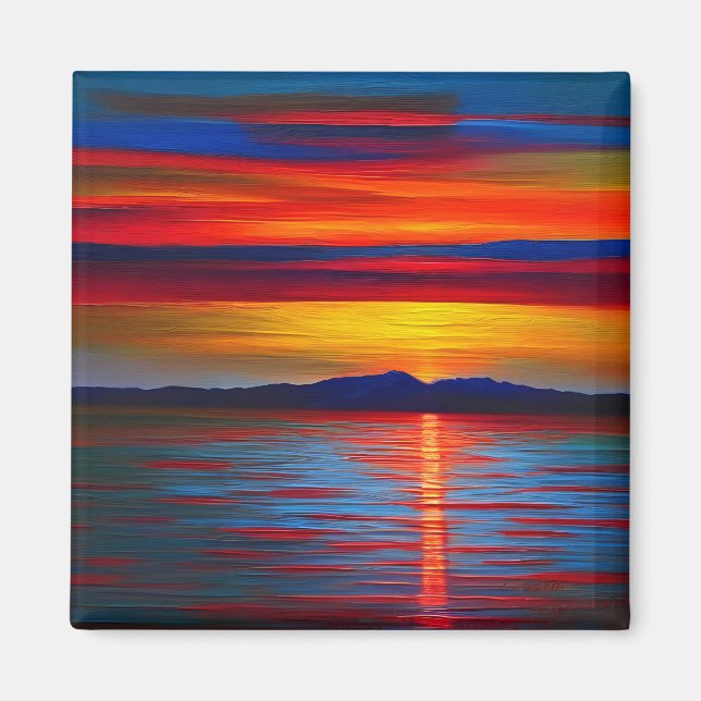 Imán Una versión abstracta de la puesta de sol del océa (Frente)
