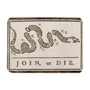 Imán Únase o muera Benjamin Franklin Personalizado pol