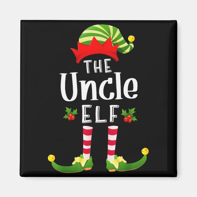 Imán Uncle Christmas Elf Matching Pajama X-mas Party  (Frente)