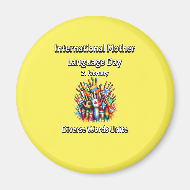 Imán Unen Diversas Palabras. Día de la Lengua Materna. (Frente)