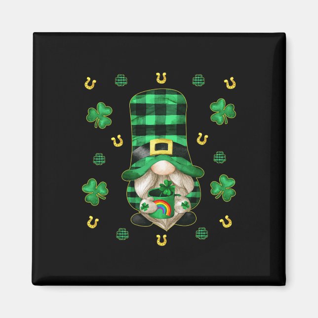 Imán Único Día de Gnome St Patricks - Cute Buffalo Plai (Frente)