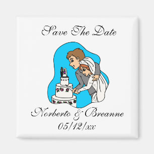 Imán Único Guardar Las Fechas Magnet Bride Groom Cortar