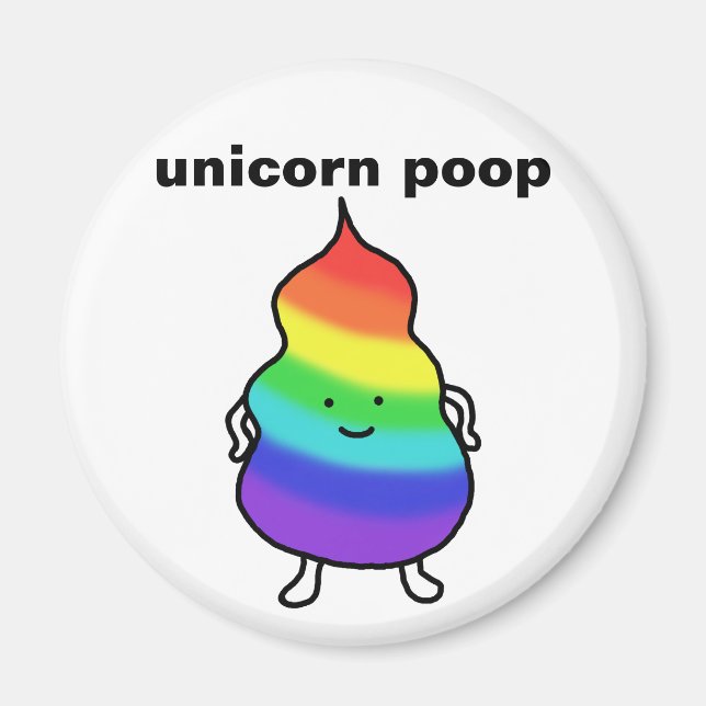 Imán Unicorn Poop Funny Magnet Cute Chiste de arcoiris (Frente)