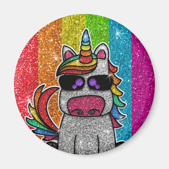 Imán Unicorn Purpurina arcoiris espumosamente LGBTQ (Frente)
