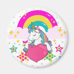 Imán Unicornio arcoiris con estrellas