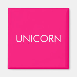 Imán "Unicornio" blanco minimalista de fucsia rosa