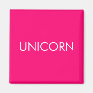 Imán "Unicornio" blanco minimalista de fucsia rosa