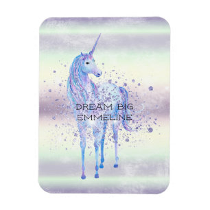 Imán Unicornio Blanco Purpura Brillo Destello Sueño    