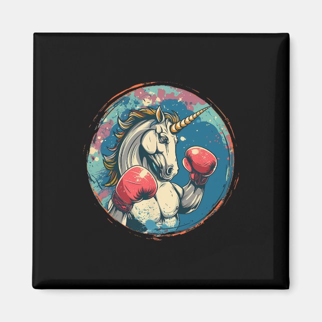 Imán Unicornio Boxeador Con Guantes De Boxeo Kickboxing (Frente)