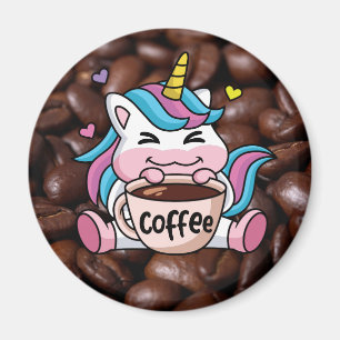 Imán Unicornio con café