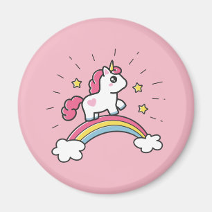 Imán Unicornio Cubierto En Un Diseño Arcoiris