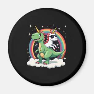 Imán Unicornio de Arcoíris montando T rex - Dinosaurio