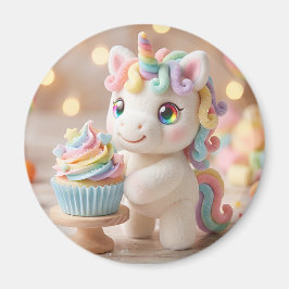 Imán Unicornio de Caramelo Pastel con Cupcake de Arcoír