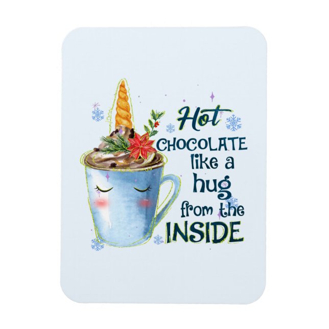 Imán Unicornio de chocolate caliente | Cosy Unicorn Win (Vertical)
