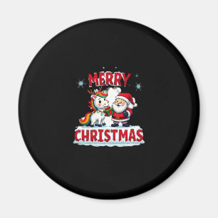 Imán Unicornio de Navidad lindo Santa en Camiseta de Na