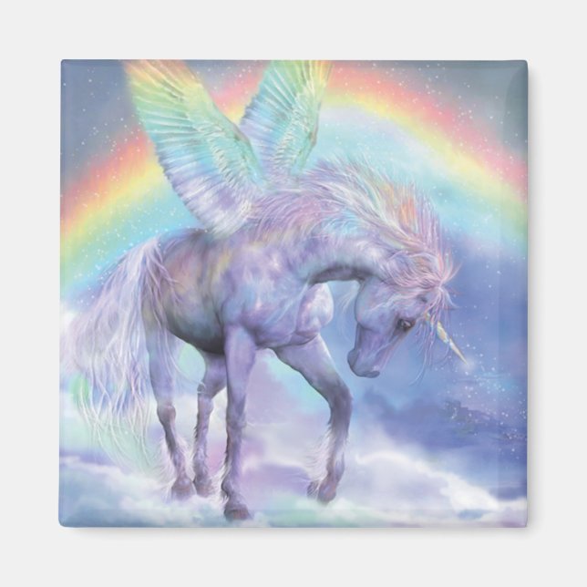 Imán Unicornio Del Meno Del Arte Arcoiris (Frente)