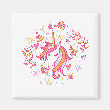 Unicornio en rosa y Naranja