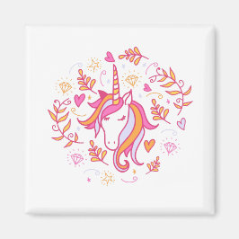 Imán Unicornio en rosa y Naranja