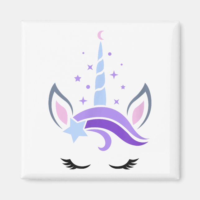 Imán Unicornio Face Eyelashes Celestial Moon Star Boho  (Frente)