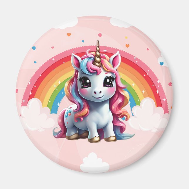 Imán Unicornio, favores del partido arcoiris, Magnet (Frente)
