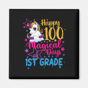 Imán Unicornio Feliz 100 Días Mágicos De Primer Grado