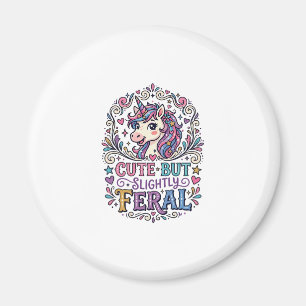 Imán Unicornio Lindo pero Ligeramente Feral Fondo Blanc