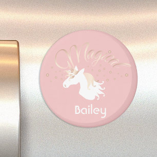 Imán Unicornio mágico rosa moderno personalizado