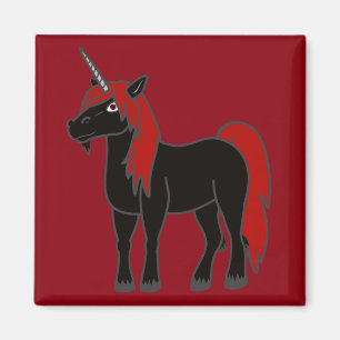 Imán Unicornio negro con la melena roja