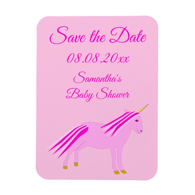 Imán Unicornio Niña Bebé Rosa Bonito Cumpleaños Bebé Pe (Vertical)