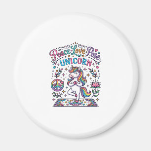 Imán Unicornio Paz Amor Pose Unicornio Fondo Blanco S