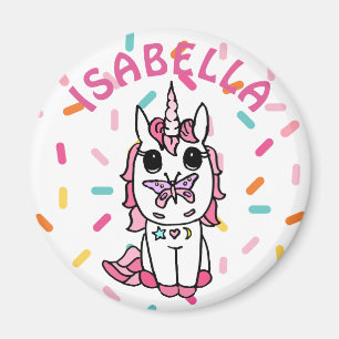 Imán Unicornio personalizado con mariposa en la nariz