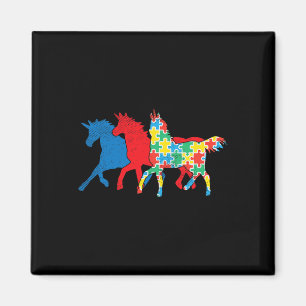 Imán Unicornio rompe azul Autismo Rojo Conciencia Chica
