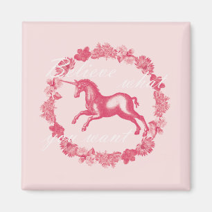 Imán Unicornio rosa y flores