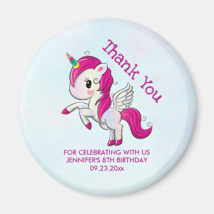 Imán Unicornio rosado con alas Cumpleaños