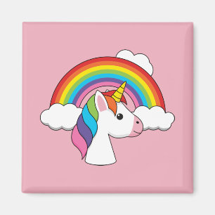 Imán Unicornio y arcoiris con nubes kawaii