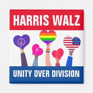 Imán Unidad sobre División Harris Walz Tim Walz Red Blu