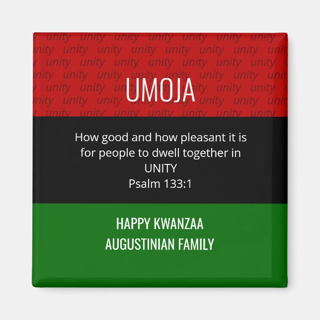Imán Unidad UMOJA personalizada Feliz Kwanzaa (Frente)