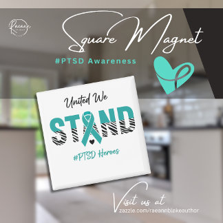 Imán United We Stand with PTSD Heroes Square Magnet