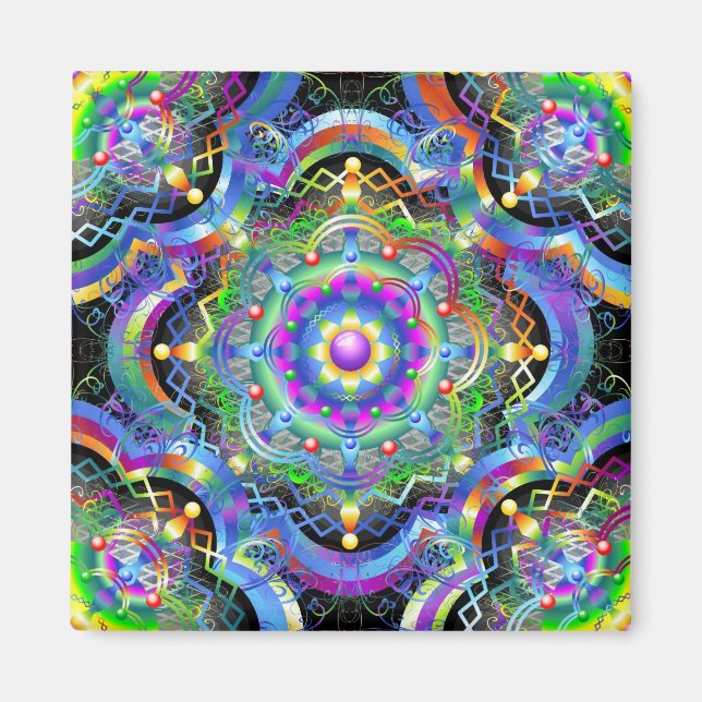 Imán Universo Mandala Colores Psicodélicos (Frente)