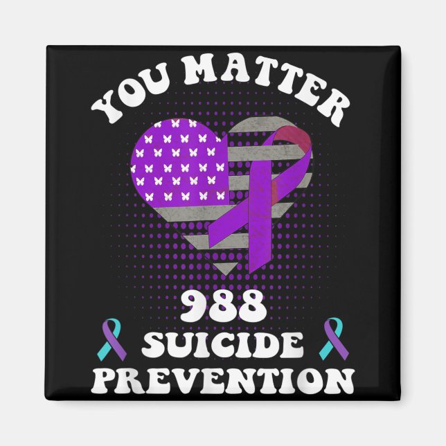 Imán Us Flag You 988 Suicide Prevention Awareness Ribbo (Frente)