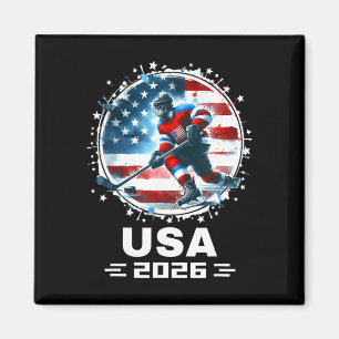 Imán Usa 2026 Hockey Bandera Americana Mujeres Hombres