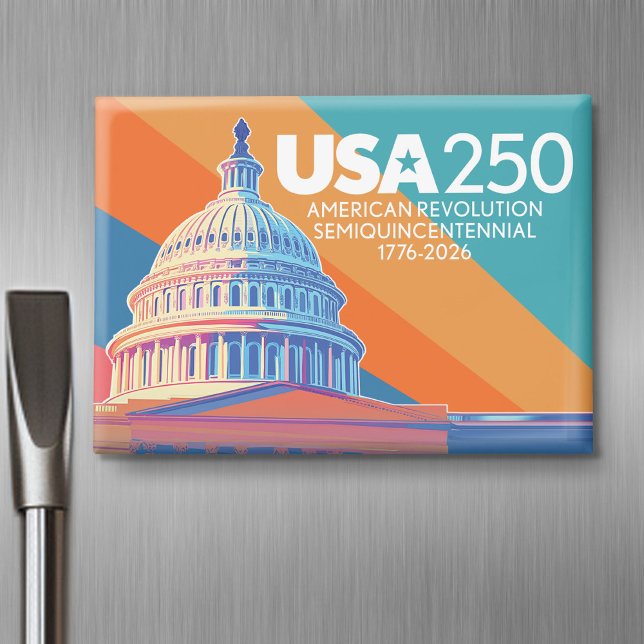 Imán USA 250 Birthday Capital - America Celebration (USA 250 - Celebrate America - American Revolution 250 Magnet)