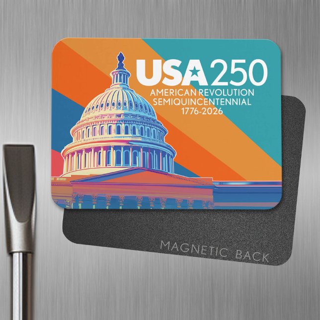 Imán USA 250 Birthday Capital - America Celebration (USA 250 Magnet - Celebrate America)