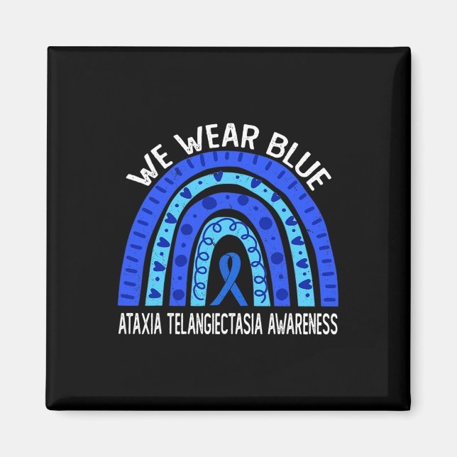 Imán Usa Arcoiris Azul Para Ataxia Telangiectasia Aware (Frente)