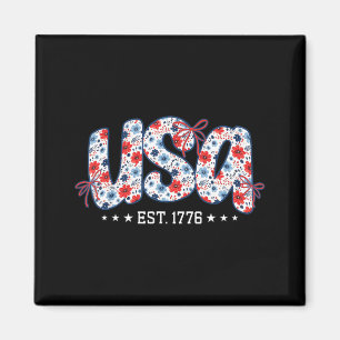 Imán USA Est 1776 Floral Preppy 4 de Julio Coquette