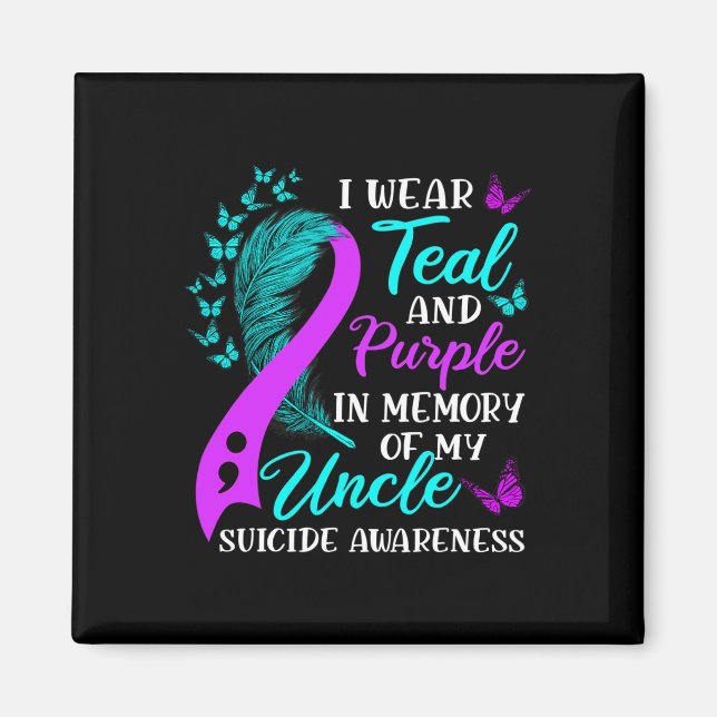 Imán Usa Morado Verde azulado En Memoria De Mi Tío Suic (Frente)